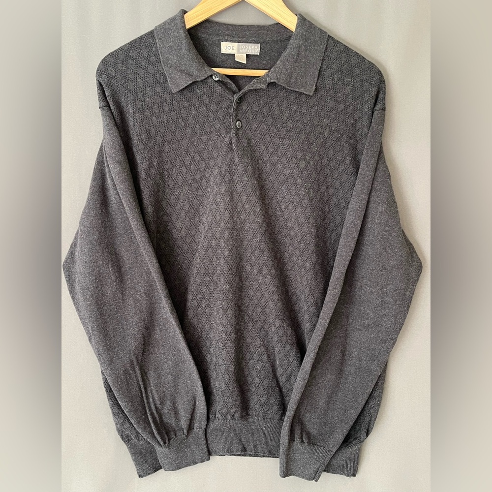 JOE Joseph Abboud Men's L Charcoal Preppy Pullover Sweater - Picture 2 of 6